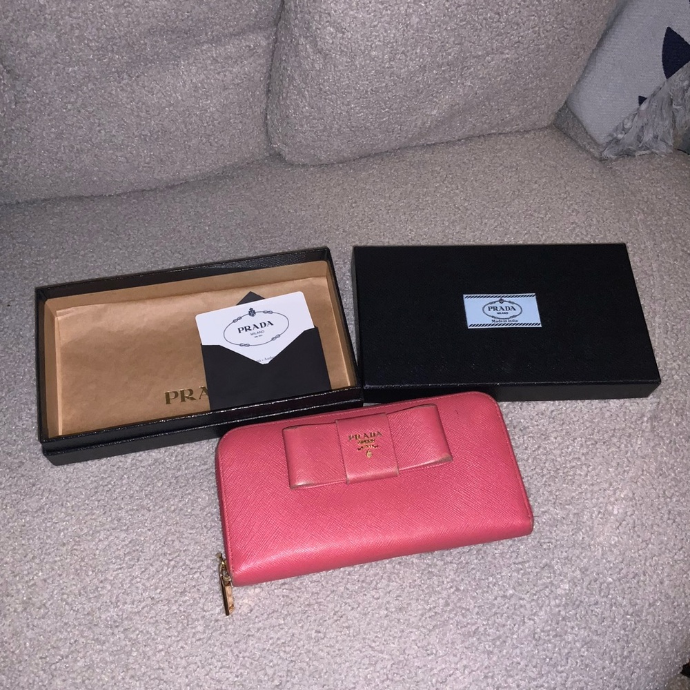 Prada Coral Leather Wallet